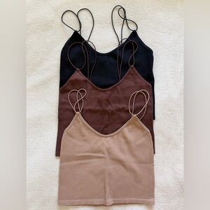 Zara Spaghetti Strap Tank Top - Black / Brown / Tan
